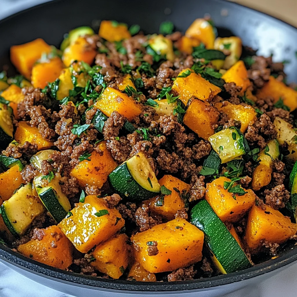 Ground Beef Zucchini Sweet Potato Skillet