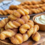 Air Fryer Cinnamon Sugar Twists With Cream Cheese Dip