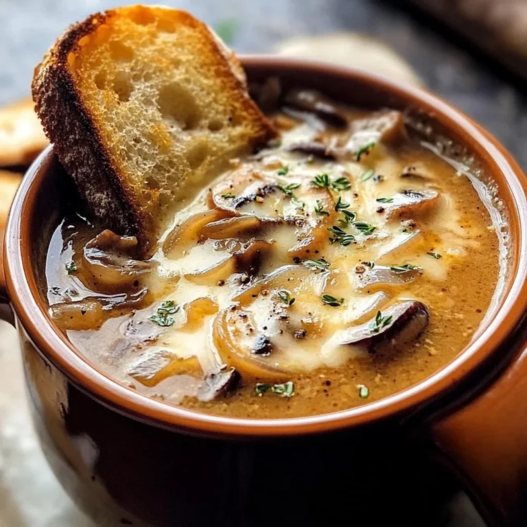 Creamy French Onion and Mushroom Soup.