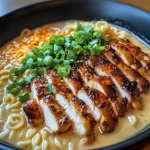 Fiery Chicken Ramen with Creamy Garlic Sauce