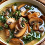Wild Mushroom, Caramelized Onion and Kale Soup