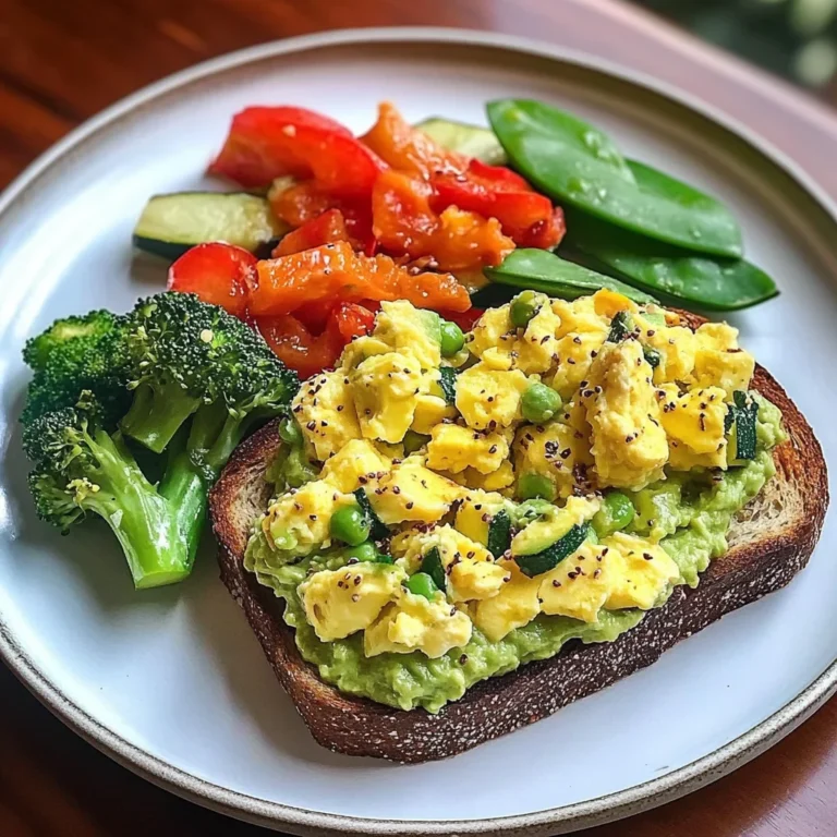 Avocado Toast with Scrambled Eggs & Sauted Veggies