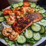 Blackened Salmon & Shrimp Salad
