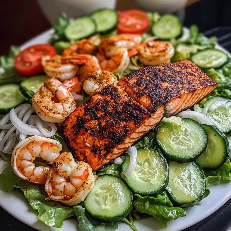 Blackened Salmon & Shrimp Salad