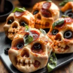 Cheesy Halloween Pizza Skulls