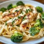 Creamy Chicken Alfredo Fettuccine with Broccoli