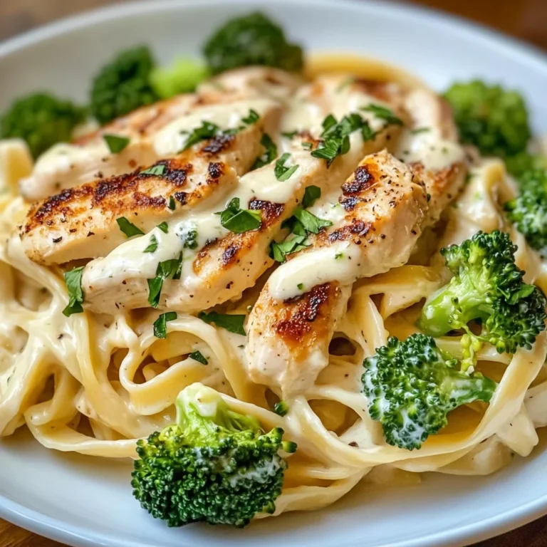 Creamy Chicken Alfredo Fettuccine with Broccoli