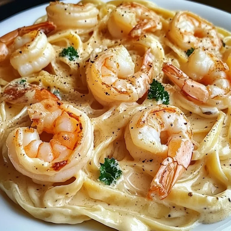 Creamy Garlic Shrimp Alfredo Pasta