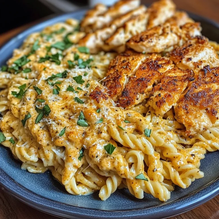 Garlic Parmesan Chicken Twisted Pasta in Spicy Three-Cheese Cajun Sauce