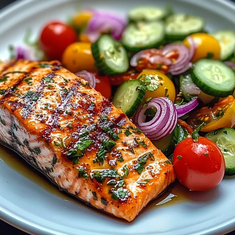 Grilled Salmon with Fresh Cucumber & Tomato Salad