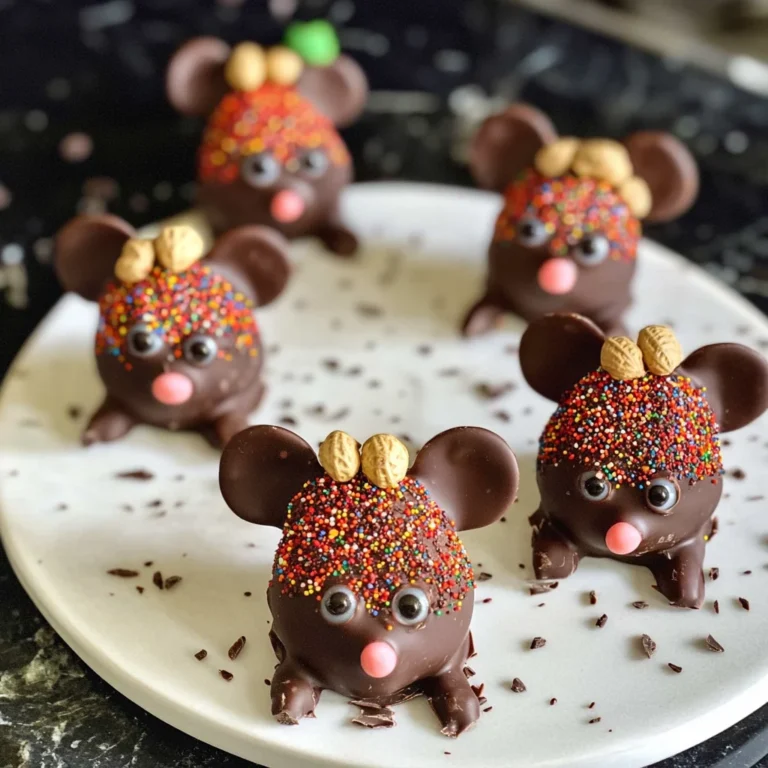 Halloween Dessert - Strawberry and Chocolate fudge mice