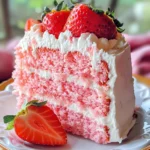 Strawberry Cake with Whipped Cream Cheese Frosting