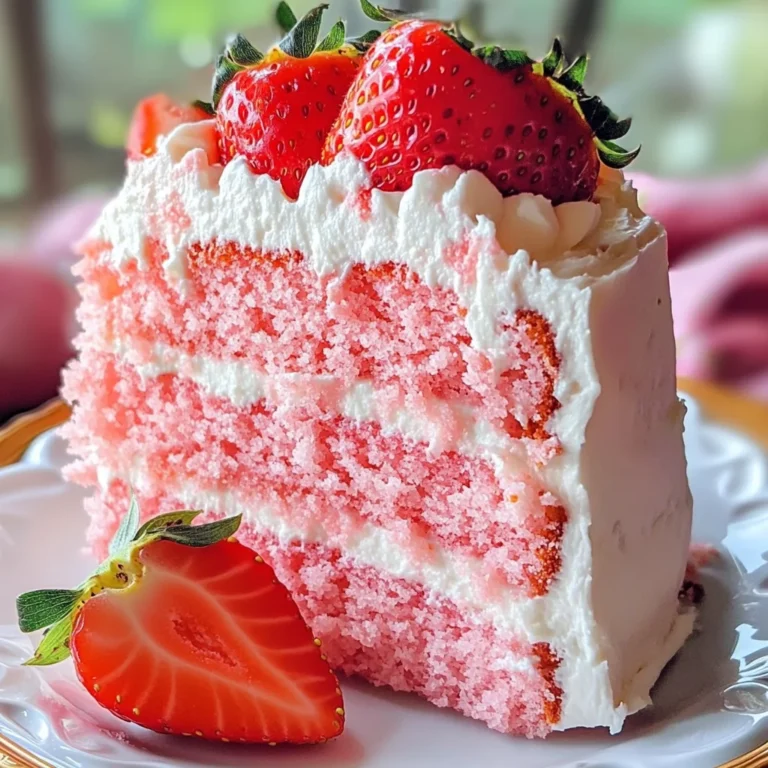 Strawberry Cake with Whipped Cream Cheese Frosting