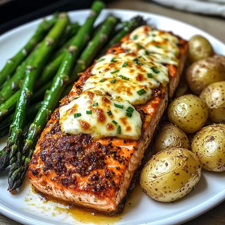 Baked Cajun Salmon with Cheesy Asparagus & Garlic Potatoes