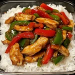 Chicken and Bell Pepper Stir-Fry with Rice
