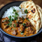 Coconut-Curry Braised Beef with Jasmine Rice & Garlic Naan