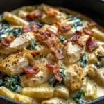 Creamy Chicken Pasta with Spinach and Bacon