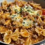 Garlic Parmesan Bowtie Pasta with Creamy Beef