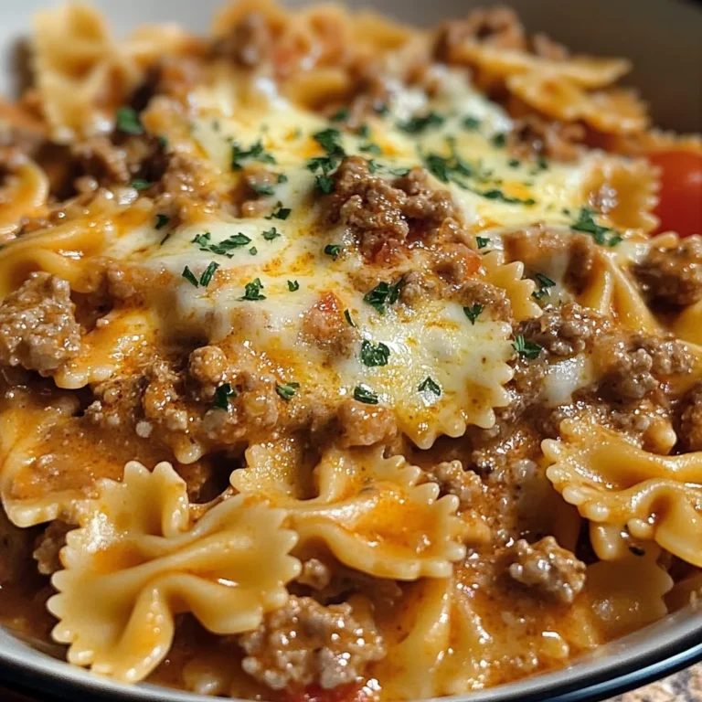 Garlic Parmesan Bowtie Pasta with Creamy Beef