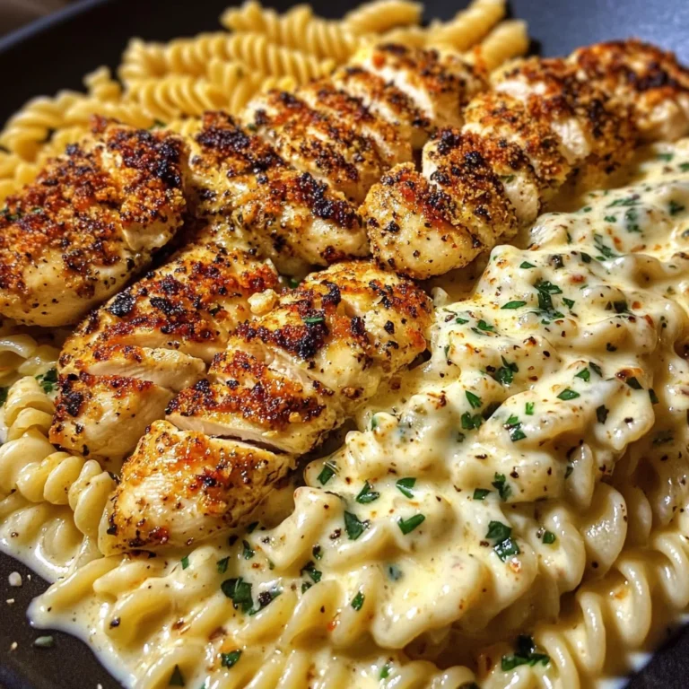 Garlic Parmesan Chicken Rotini in ThreeCheese Cajun Cream Sauce