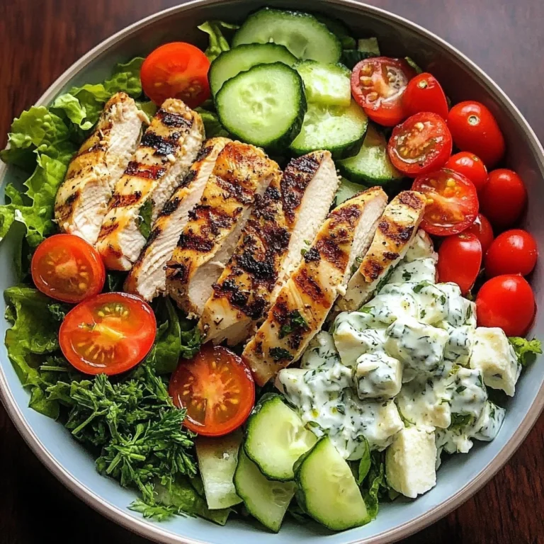 Greek Chicken Salad Bowl with Tzatziki & Feta