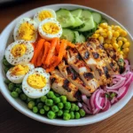 Grilled Chicken Protein Bowl with Eggs, Veggies & Creamy Dressing