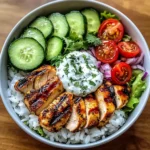 Grilled Chicken & Rice Veggie Bowl with Herb Yogurt