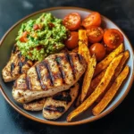 Grilled Chicken with Sweet Potato Fries & Chunky Guac