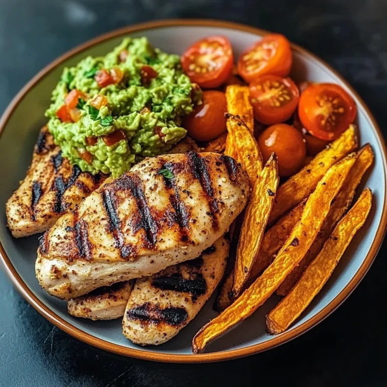 Grilled Chicken with Sweet Potato Fries & Chunky Guac
