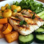 Grilled Fish Plate with Veggies & Fresh Greens