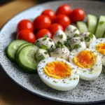 Mediterranean Egg Plate with Fresh Veggies & Cream Cheese