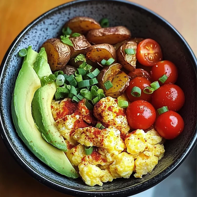 Savory Breakfast Bowl with Scrambled Eggs, Avocado & Baby Potatoes