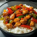 Spicy Chicken Stir-Fry with Peppers & Rice