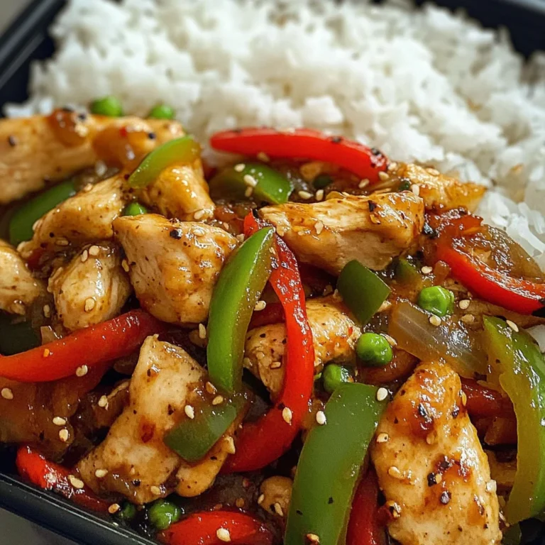 Spicy Chicken & Bell Pepper Stir-Fry with Rice